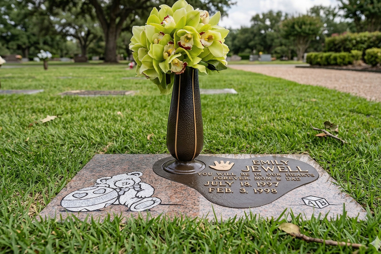 WMFBChild-003 Flat Bronze Memorial Marker for a child