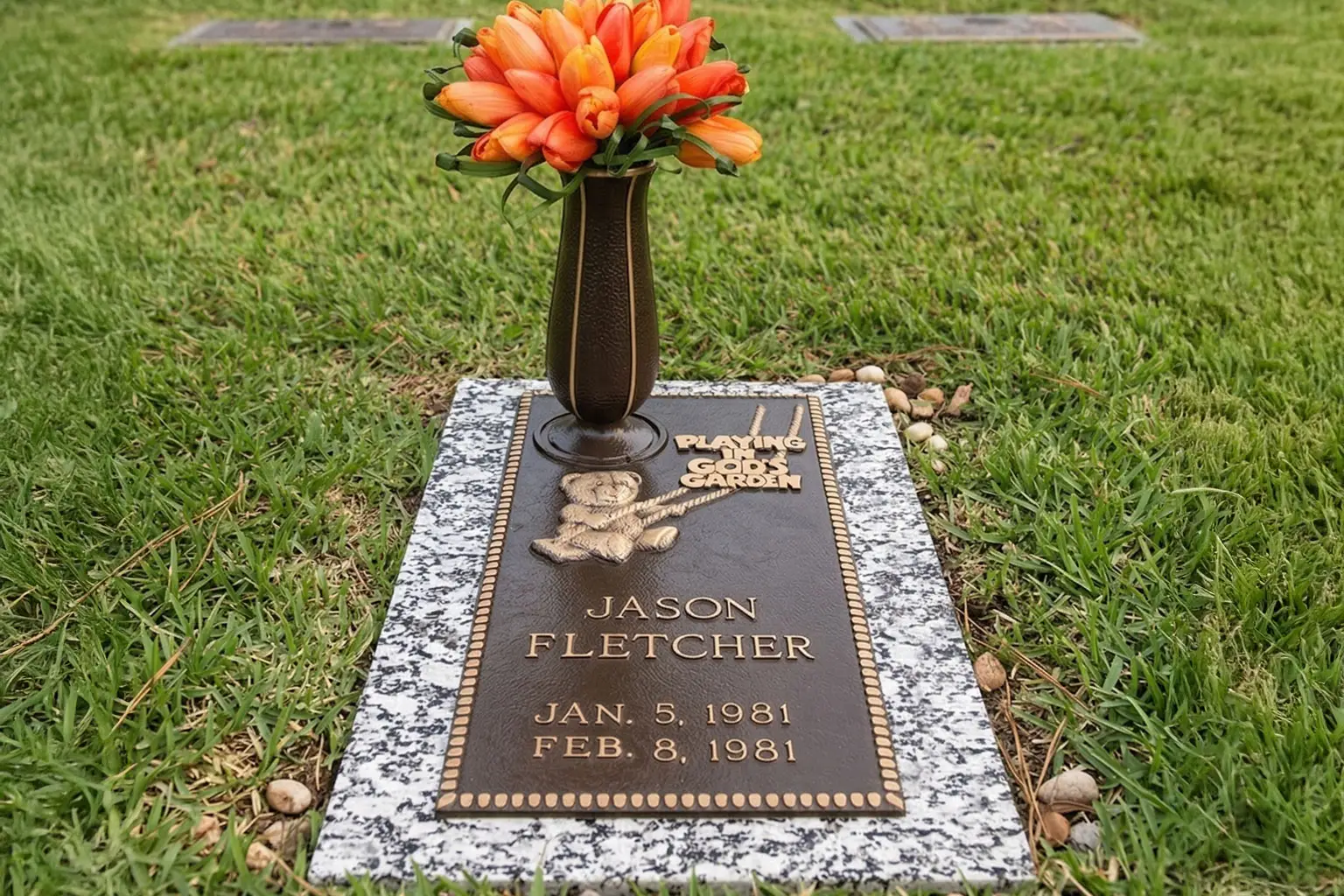 WMFBChild-009 Flat Bronze Memorial Marker for a child