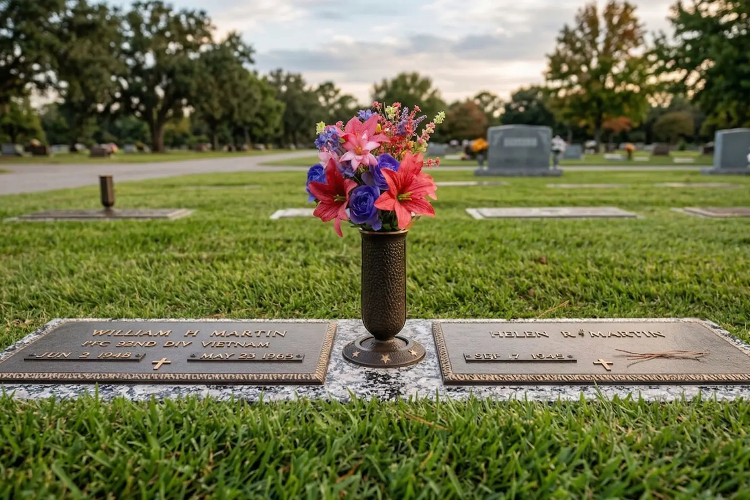 WMFBC-11 Flat Bronze on Granite Memorials for companions or two people