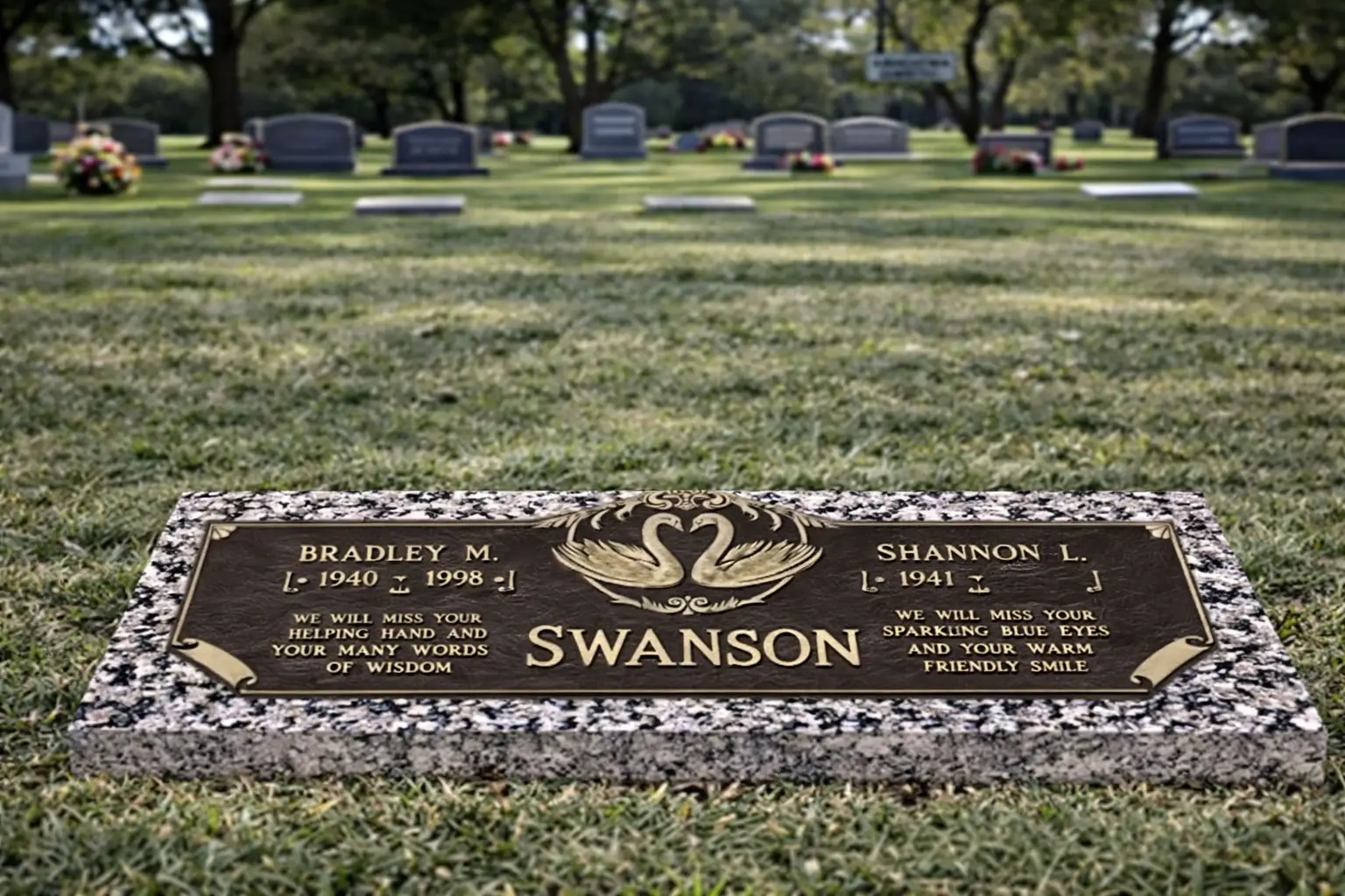 WMFBC-18 Flat Bronze on Granite Memorials for companions or two people