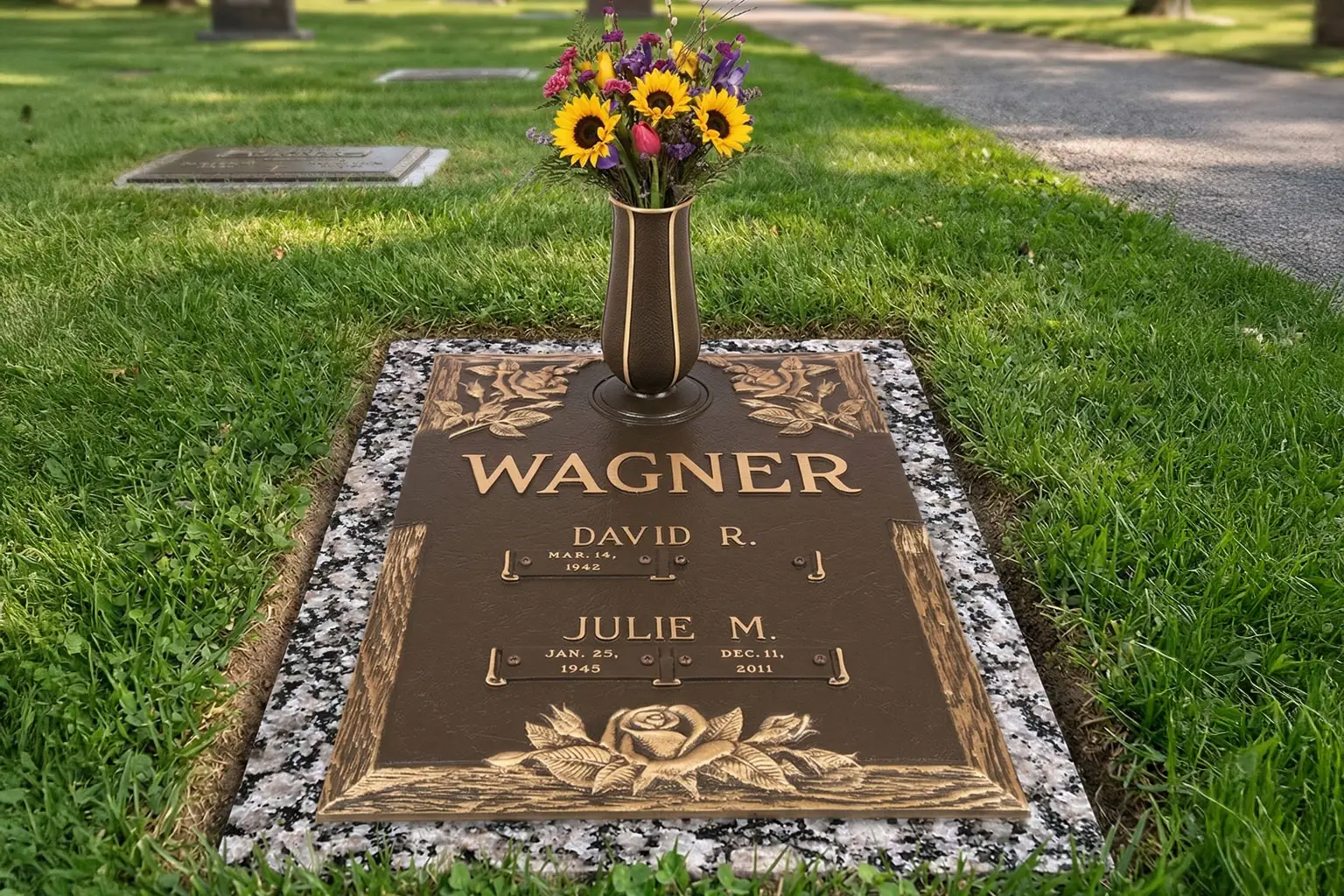 WMFBDI-01 Flat Bronze on Granite Memorials double Interment