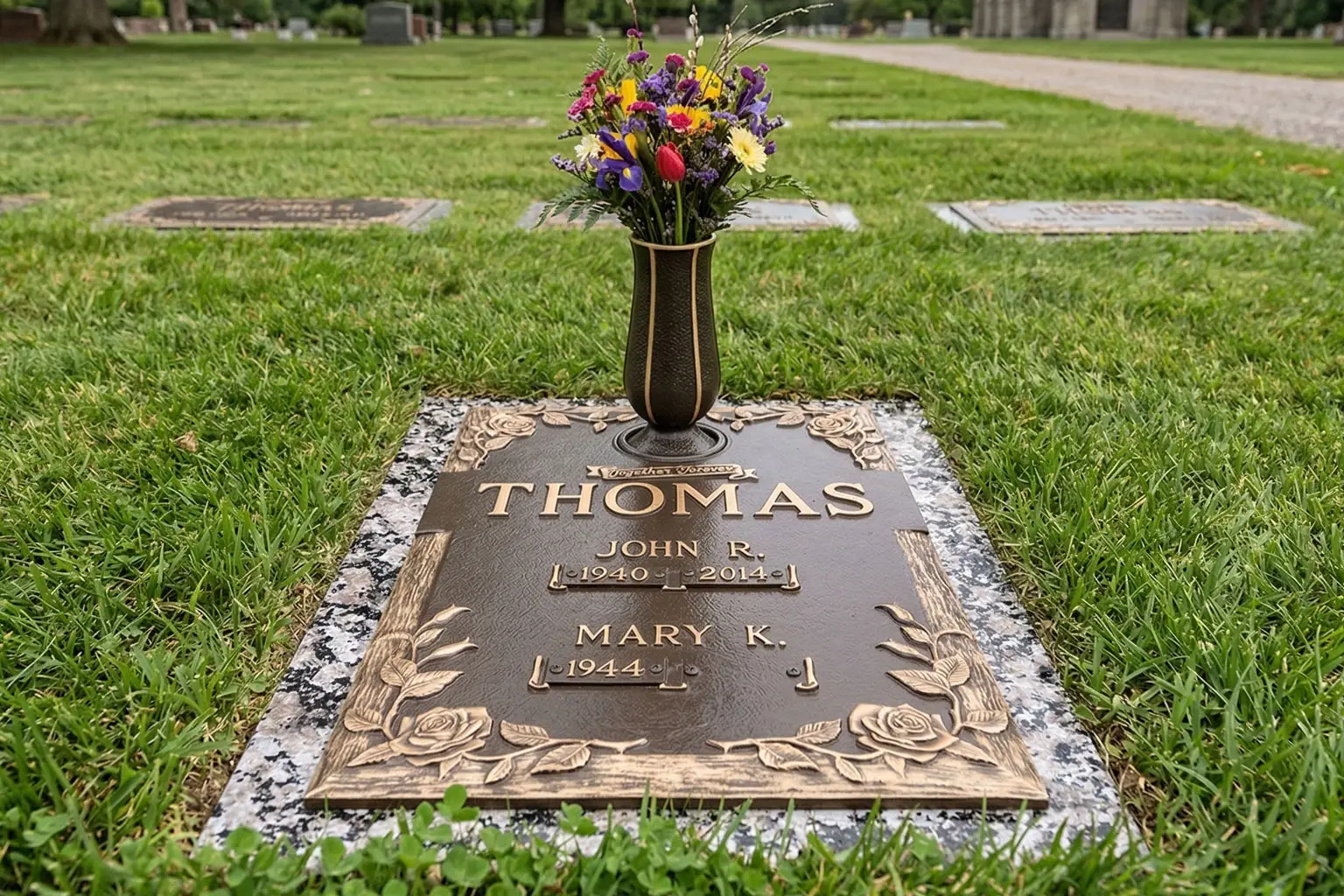 WMFBDI-02 Flat Bronze on Granite Memorials double Interment