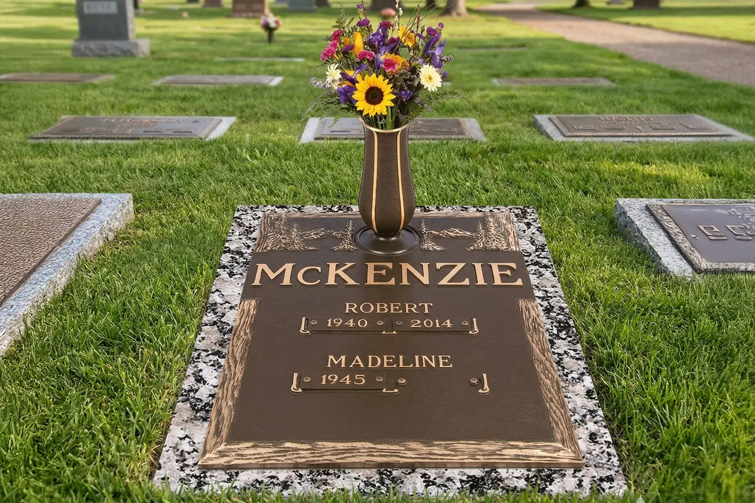 WMFBDI-05 Flat Bronze on Granite Memorials double Interment