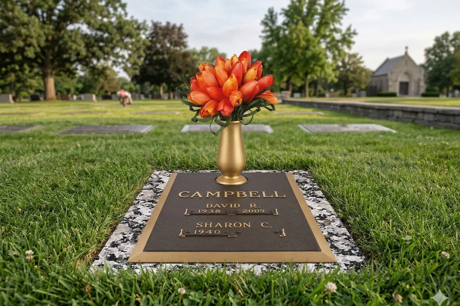 WMFBDI-08 Flat Bronze on Granite Memorials double Interment