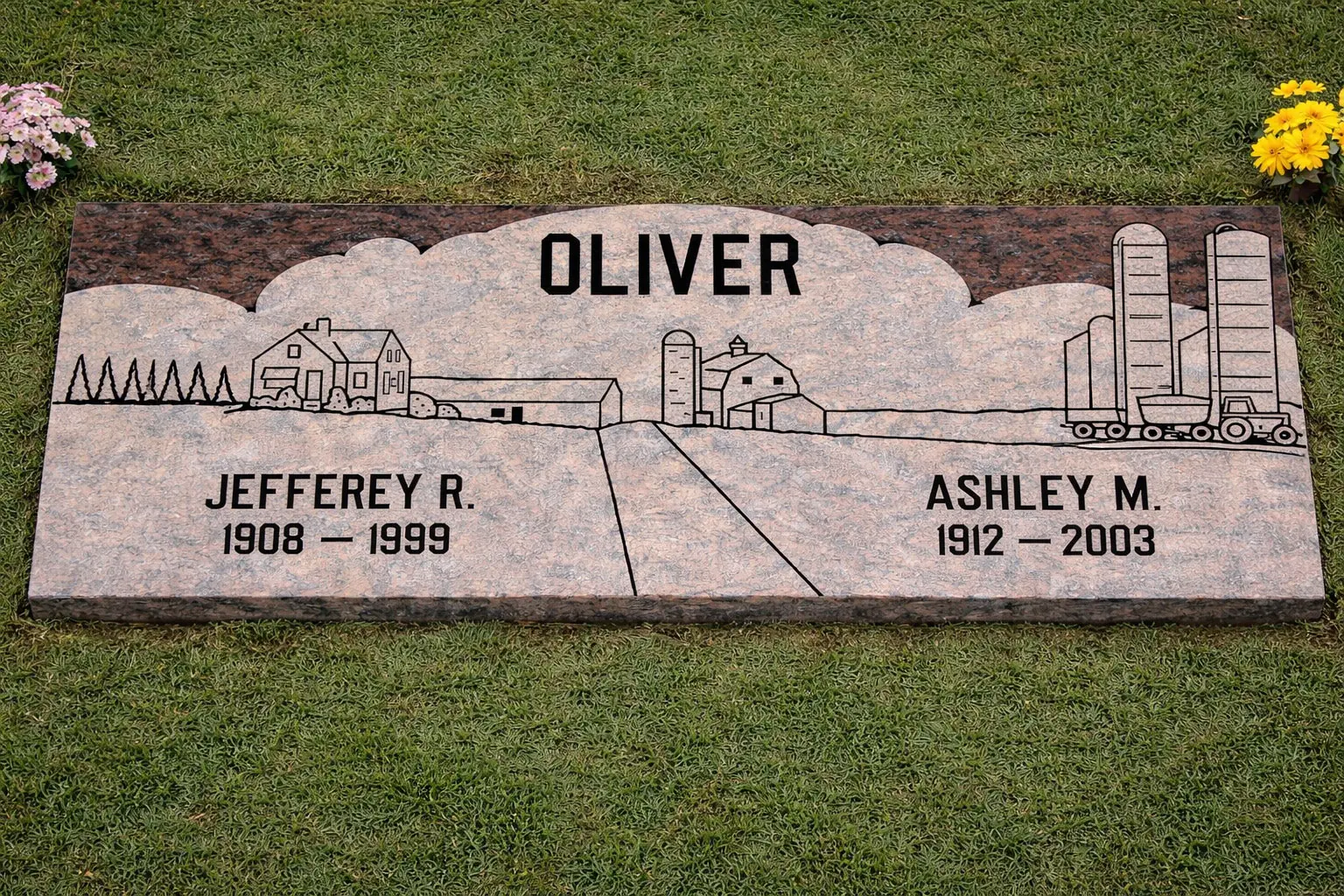 WMFGC-04 Flat Memorial Companion Marker for two people.