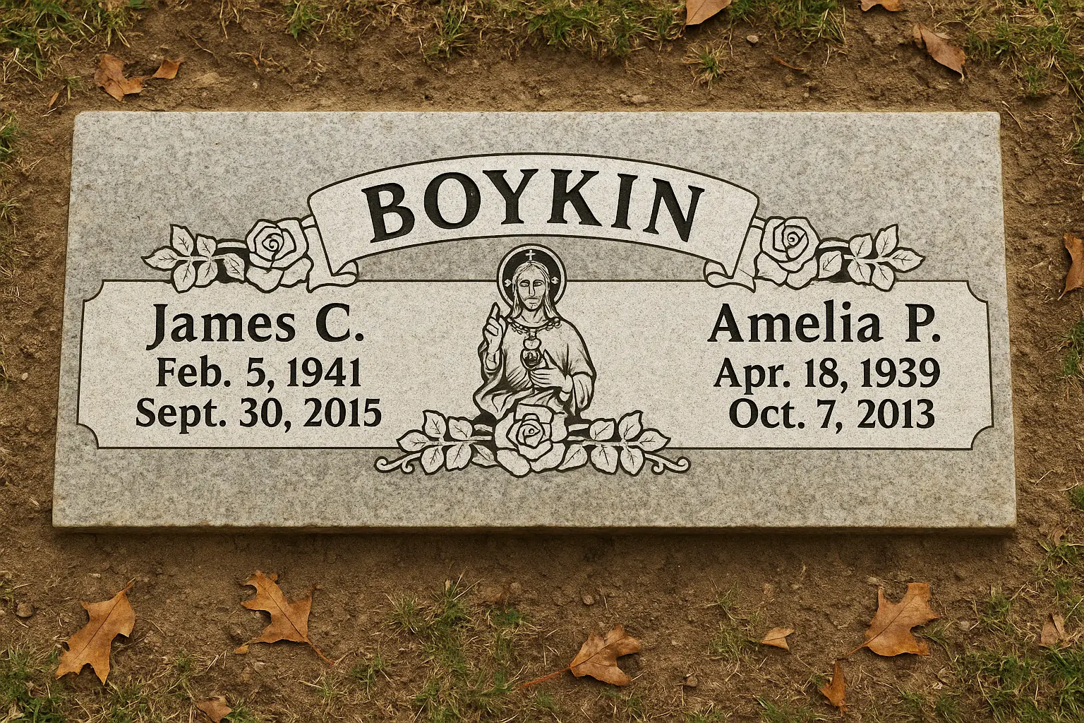 WMFGC-01 Flat Memorial Marker for an individual person