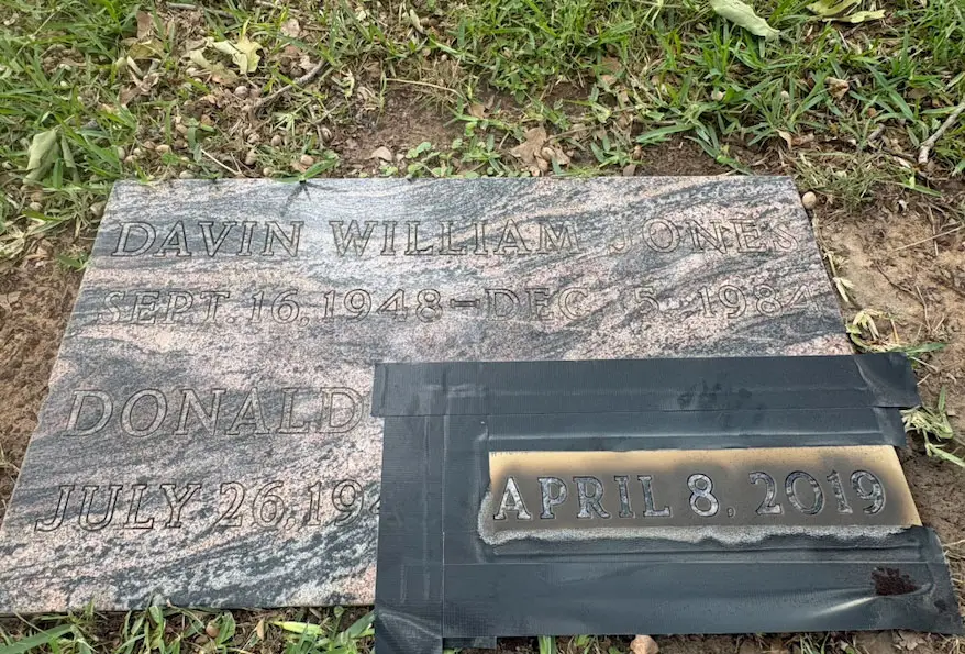 a cemetery on site memorial engraving project
