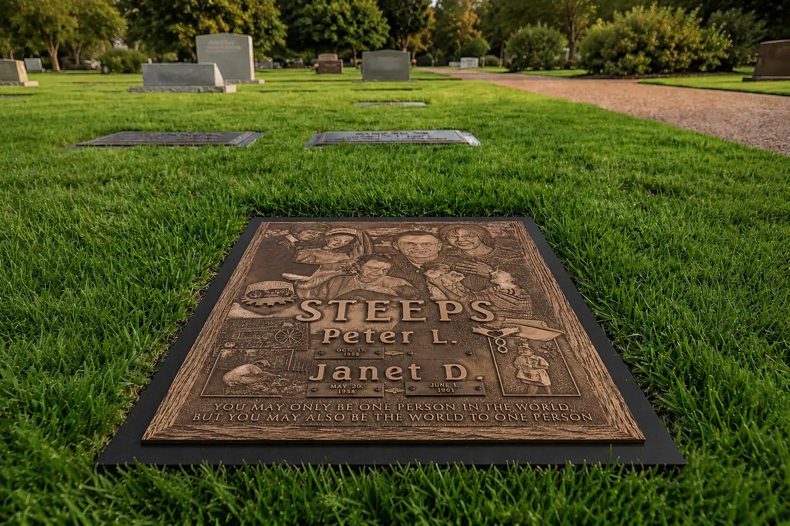 WMFBDI-03 Double Interment Flat Bronze on Granite